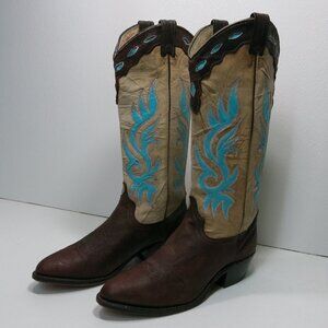 Macie Oil Tanned Three Tone Leather Women's Kicker Cowboy Western Boots Shoe 8 M